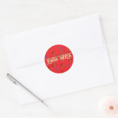 花と「Jesus Saves」の引用文 赤色 ラウンドシール (封筒)