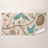 花とbを模したベージュの継ぎ目の無い模様 バスタオル (バスタオル)