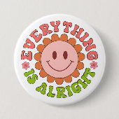 花とeButtonという言葉を持つ微笑む顔 缶バッジ (正面)