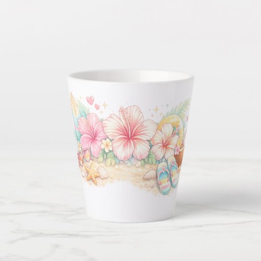花にインスパイアされた美しい夏のデザイン カフェラテマグ (正面)