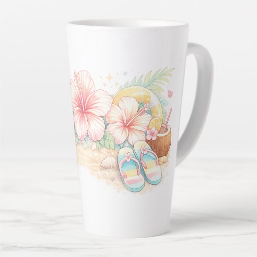 花にインスパイアされた美しい夏のデザイン カフェラテマグ (右アングル)