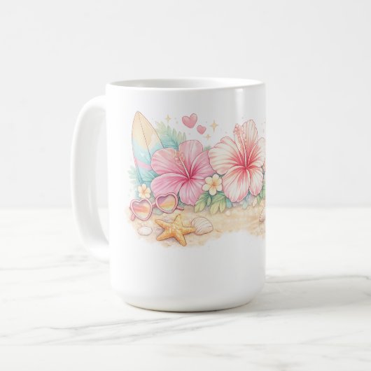 花にインスパイアされた美しい夏のデザイン コーヒーマグカップ (正面左)