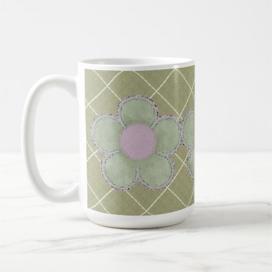 花にタイル(セージ) コーヒーマグカップ (左)