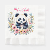 花にパンダのクマ女の子の女の子 縁ありランチョンナプキン (正面)