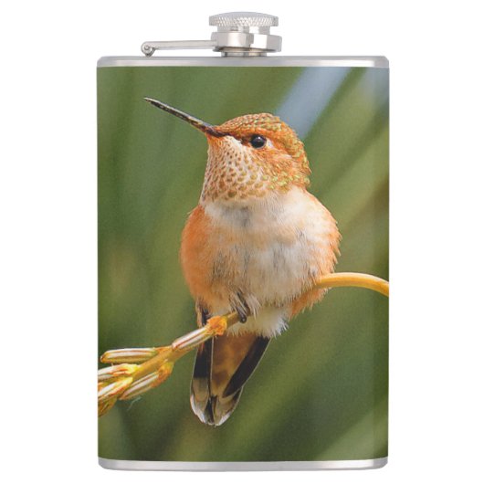 花に刺されたかわいいハチドリ フラスク (正面)