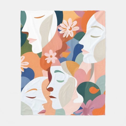 花に向かって フリースブランケット (正面)