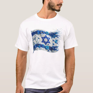 花に咲くイスラエルの人々の旗 Tシャツ