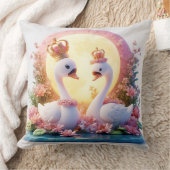 花に咲くロマン飾ティブな白鳥 クッション (ブランケット)