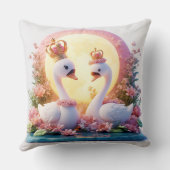 花に咲くロマン飾ティブな白鳥 クッション (裏面)