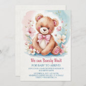 花に咲く繊細な水色の森 招待状 (正面/裏面)