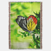 花に咲く美しい蝶 スローブランケット (正面縦)