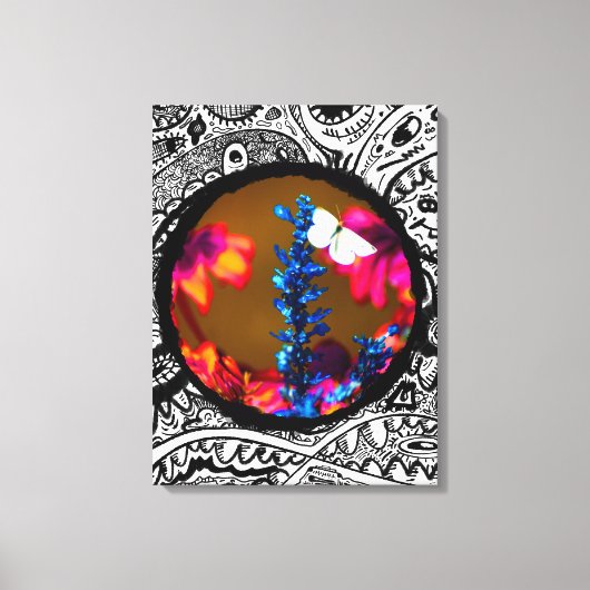 花に咲く蝶 キャンバスプリント (正面)