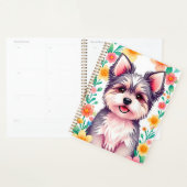 花に囲まれたかわいいカラフル犬 プランナー手帳 (ディスプレー)