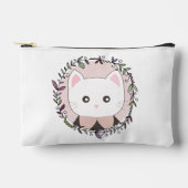 花に囲まれたかわいい子パーソナライズされた猫 アクセサリーポーチ (正面)