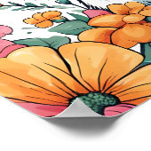 花に囲まれたウサギ ポスター (角)