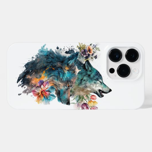 花に囲まれたオオカミたち iPhoneケース (裏面横)