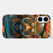 花に囲まれたトラのカバー Case-Mate iPhoneケース (裏面 (横))