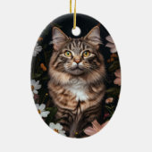 花に囲まれたメーンクーンキャット セラミックオーナメント (裏面)