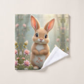 花に囲まれた可愛い小さなバニー、子供 ウォッシュタオル (ウォッシュタオル)