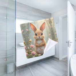 花に囲まれた可愛い小さなバニー、子供 ウォッシュタオル