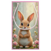 花に囲まれた可愛い小さなバニー、子供 スモールペーパーバッグ (裏面)