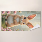 花に囲まれた可愛い小さなバニー、子供 バスタオル (バスタオル)