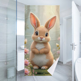 花に囲まれた可愛い小さなバニー、子供 バスタオル