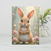 花に囲まれた可愛らしい小さなバニー シーズンカード (スタンド正面)