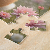 花に囲まれた可愛らしい小さなバニー ジグソーパズル (側面)