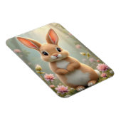 花に囲まれた可愛らしい小さなバニー マグネット (右側)