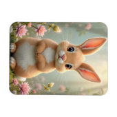 花に囲まれた可愛らしい小さなバニー マグネット (横)