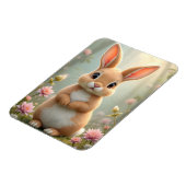 花に囲まれた可愛らしい小さなバニー マグネット (左側)