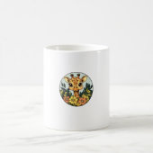 花に囲まれた愛らしいキリン_5 コーヒーマグカップ (中央)