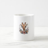 花に囲まれた愛らしいキリン_6 コーヒーマグカップ (中央)