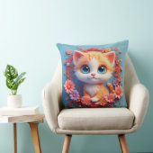 花に囲まれた愛らしい漫画カラフル猫 クッション (椅子)