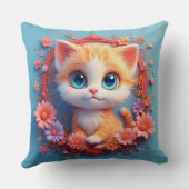 花に囲まれた愛らしい漫画カラフル猫 クッション (裏面)