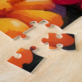 花に囲まれた愛らしい白い鮮やかバニー ジグソーパズル (側面)