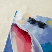 花に囲まれた愛らしい白い鮮やかバニー ビーチタオル (インサイチュ)