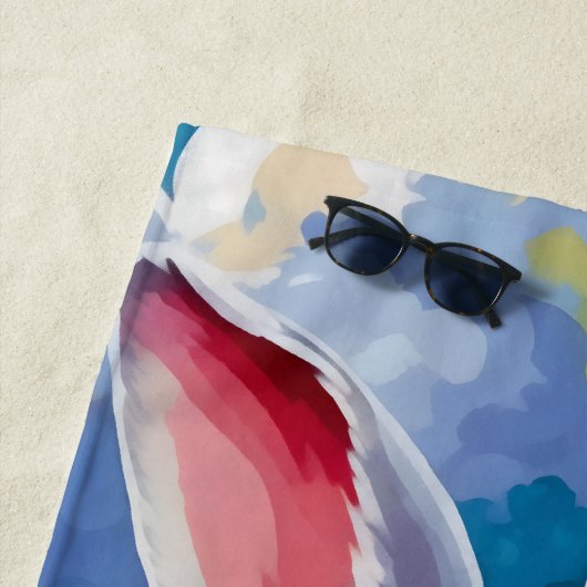 花に囲まれた愛らしい白い鮮やかバニー ビーチタオル (インサイチュ)