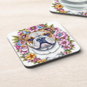 花に囲まれた愛アートブルドッグお洒落|過去記事 コースター (左側)