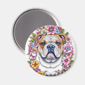 花に囲まれた愛アートブルドッグお洒落|過去記事 マグネット (正面/裏面)