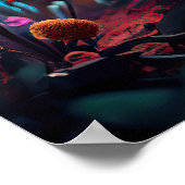 花に囲まれた未来的なロボット ポスター (角)