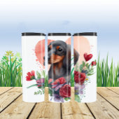 花に囲まれた水彩色のダックスンカラフルド タンブラー