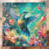 花に囲まれた美しいハミングバード ウィンドウサイン (シート2)