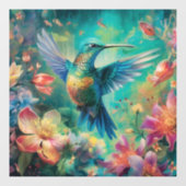 花に囲まれた美しいハミングバード ウィンドウサイン (シート)