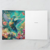 花に囲まれた美しいハミングバード カード (内部)