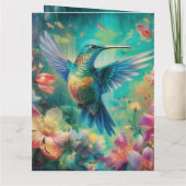 花に囲まれた美しいハミングバード カード (裏面)