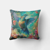 花に囲まれた美しいハミングバード クッション (裏面)