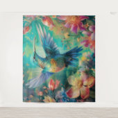 花に囲まれた美しいハミングバード タペストリー (正面)