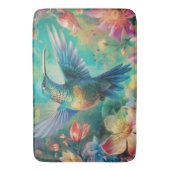 花に囲まれた美しいハミングバード バスマット (正面縦)